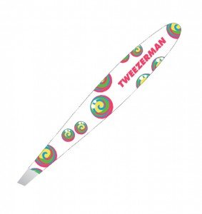 1252-LP2T Rainbow Lollipop Swirl Mini Slant Tweezer White